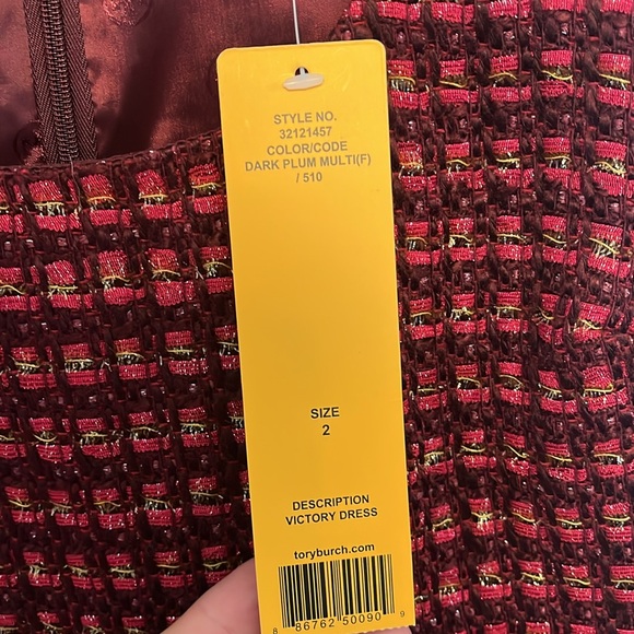 NWT Tory Burch Dark Plum Metallic Tweed Victory Dress Size 2 - Picture 2 of 6